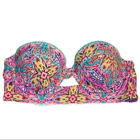 Shade & Shore Bandeau Aztec Print Bikini Top 34B - Picture 1 of 4